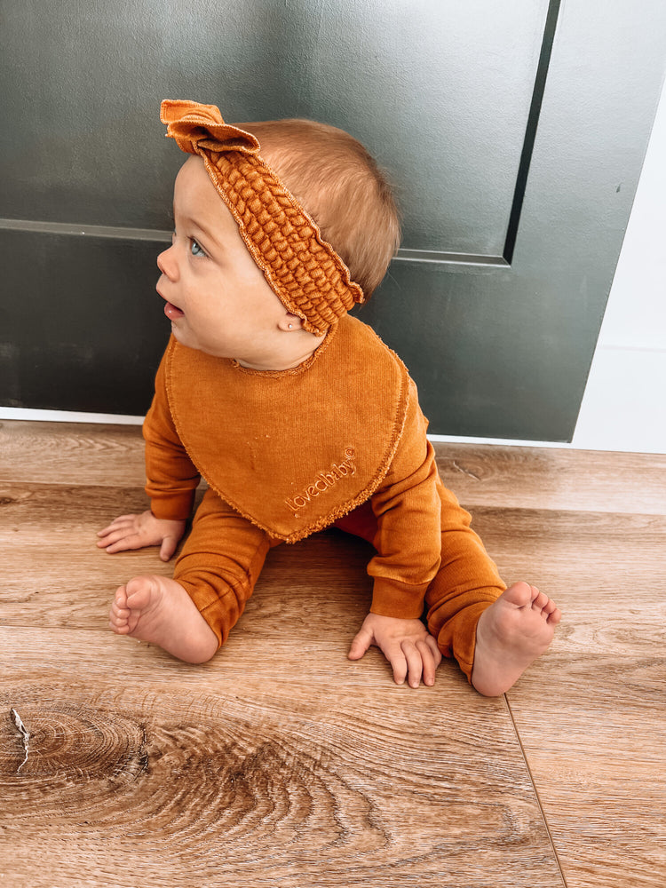 
                  
                    French Terry Reversible Bib in Butterscotch
                  
                