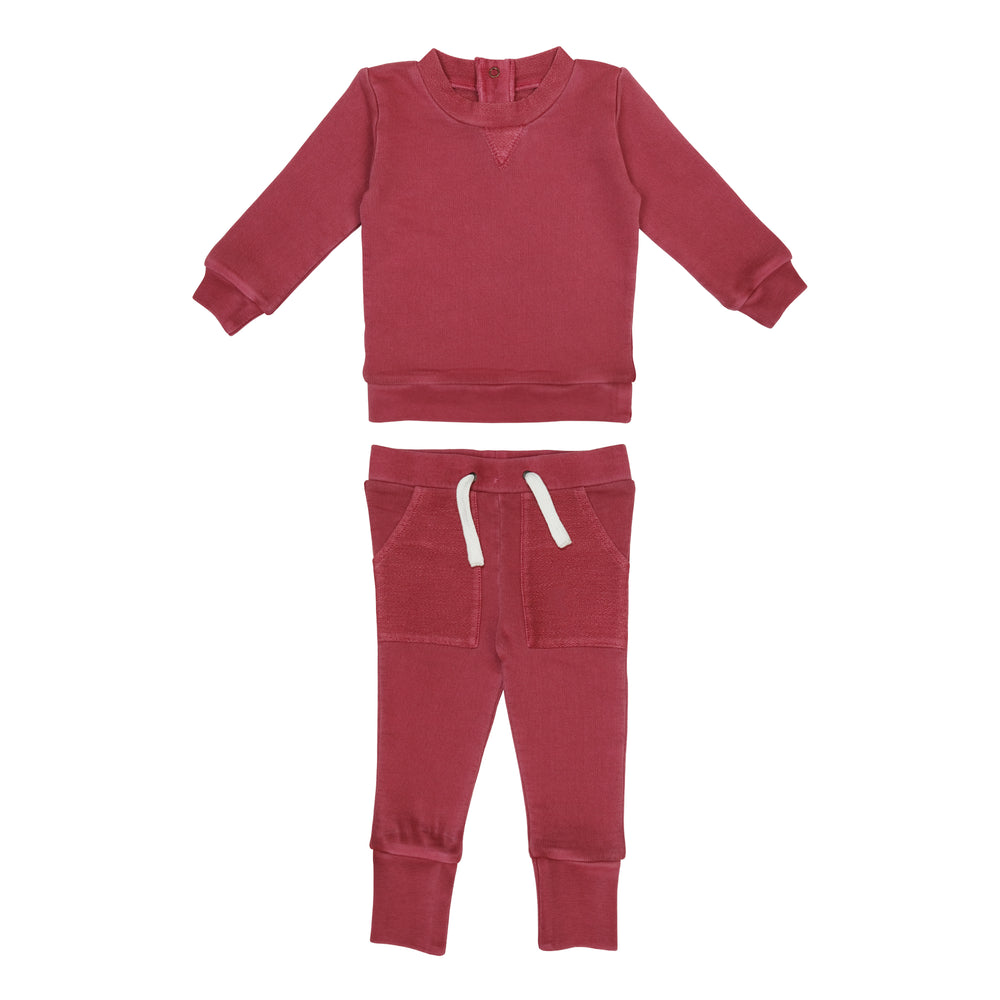 French Terry Sweatshirt & Jogger Set in Appleberry
