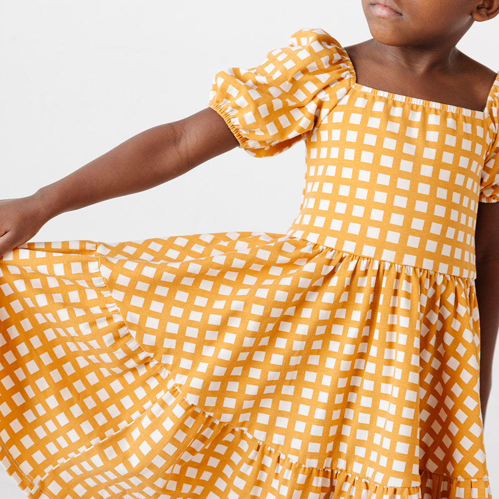 
                  
                    The Juliet Dress in Golden Grid
                  
                