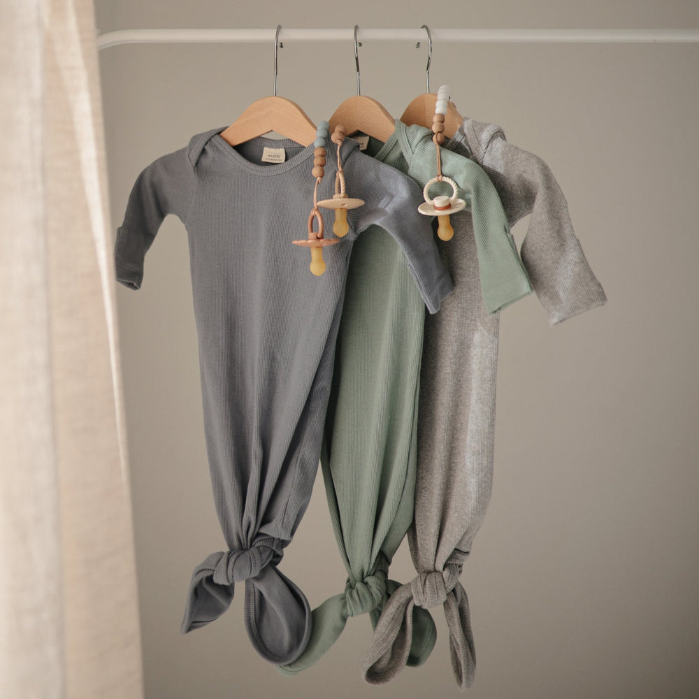 
                  
                    Ribbed Knotted Baby Gown (Gray Melange)
                  
                