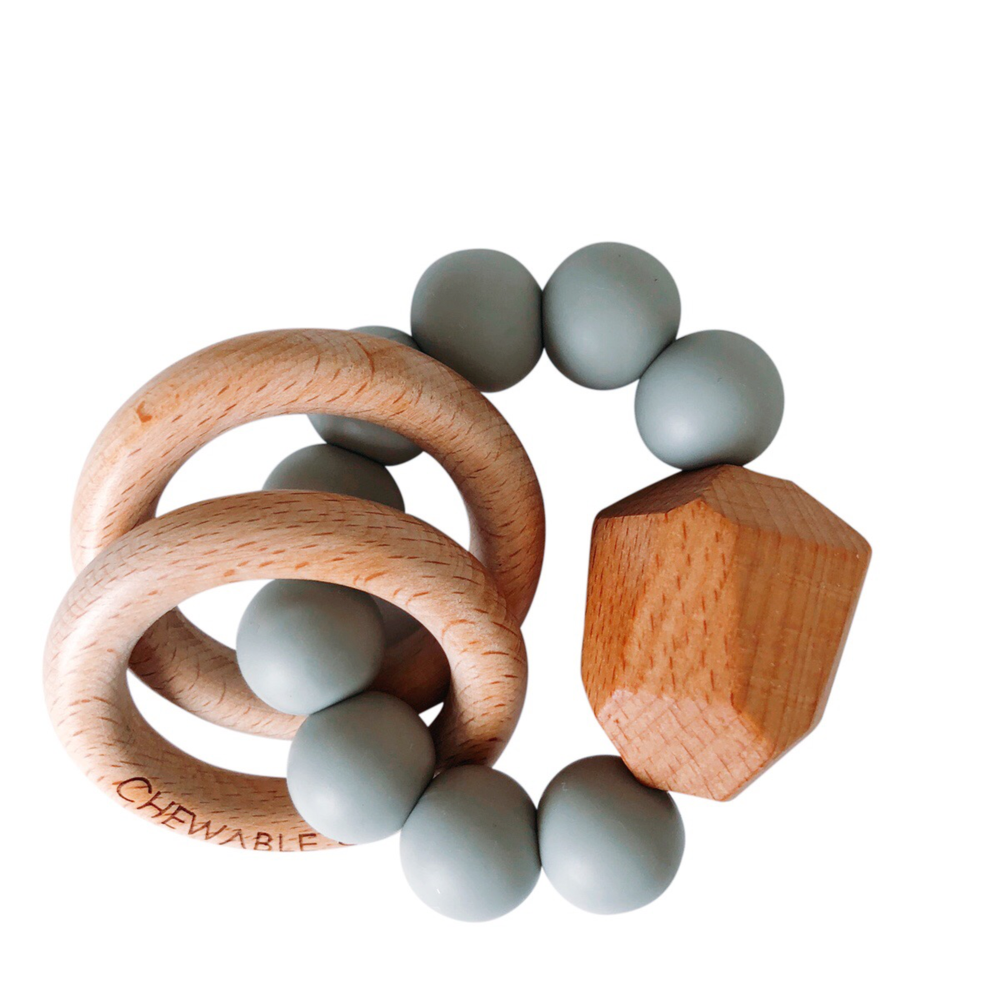 
                  
                    Hayes Silicone + Wood Teether Ring - Grey
                  
                