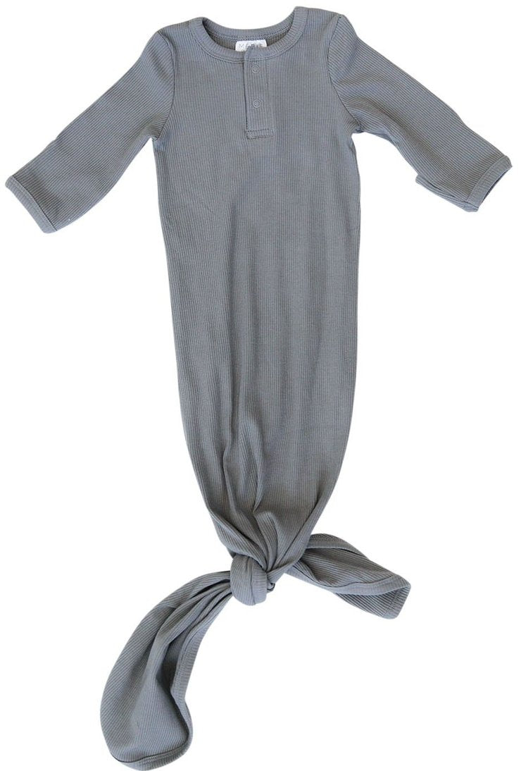 Grey Organic Cotton Ribbed Knot Gown