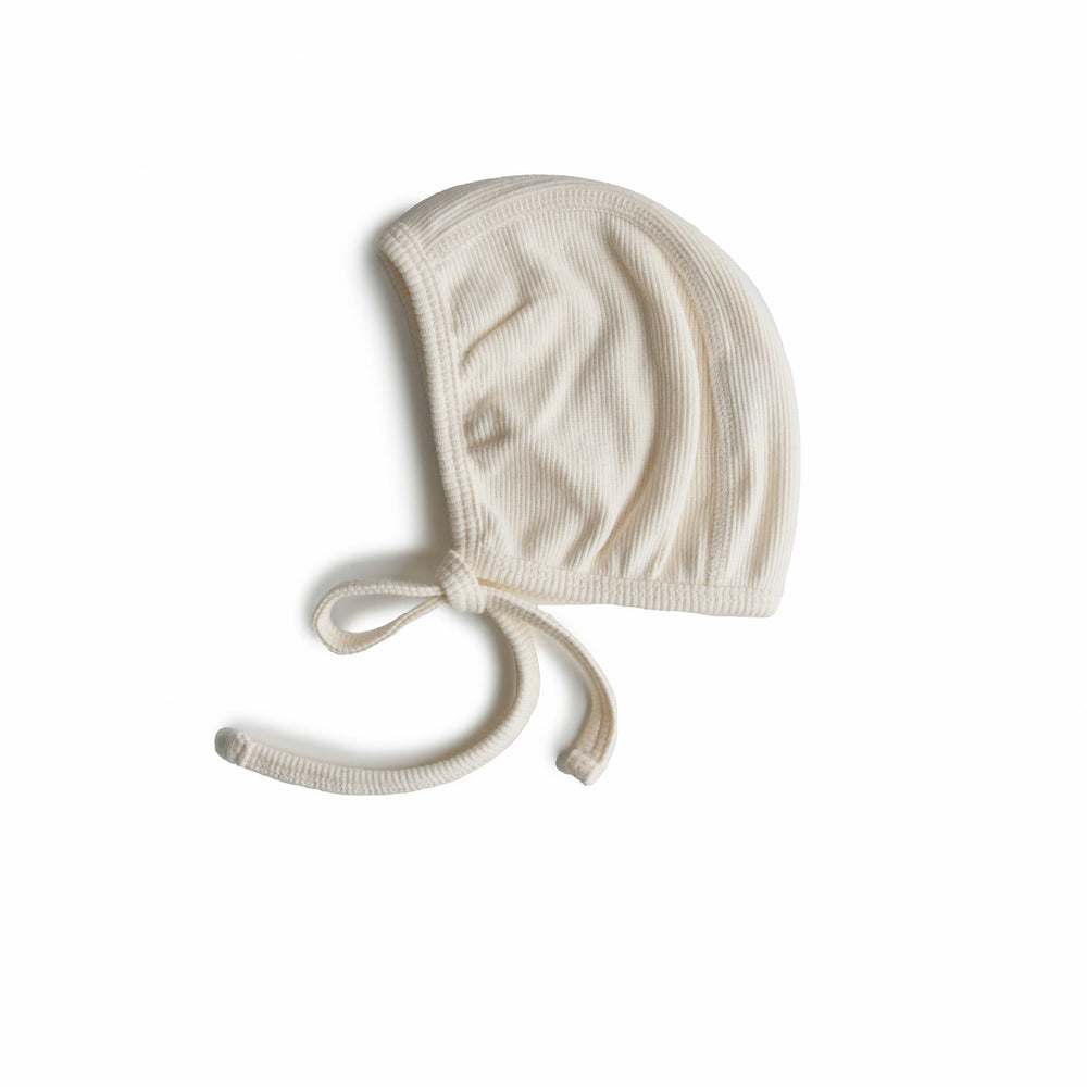 Ribbed Baby Bonnet (Ivory)