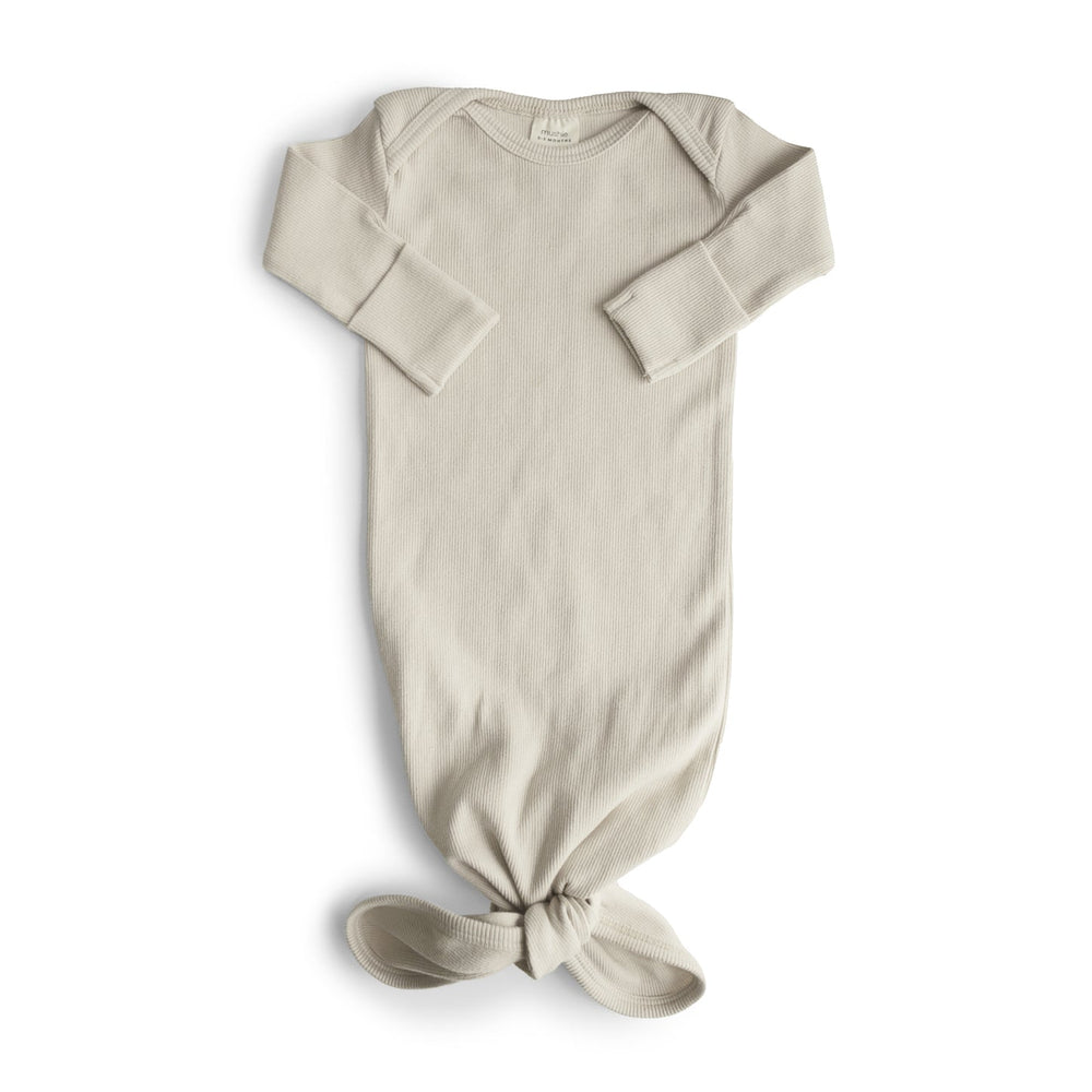 Ribbed Knotted Baby Gown (Ivory)