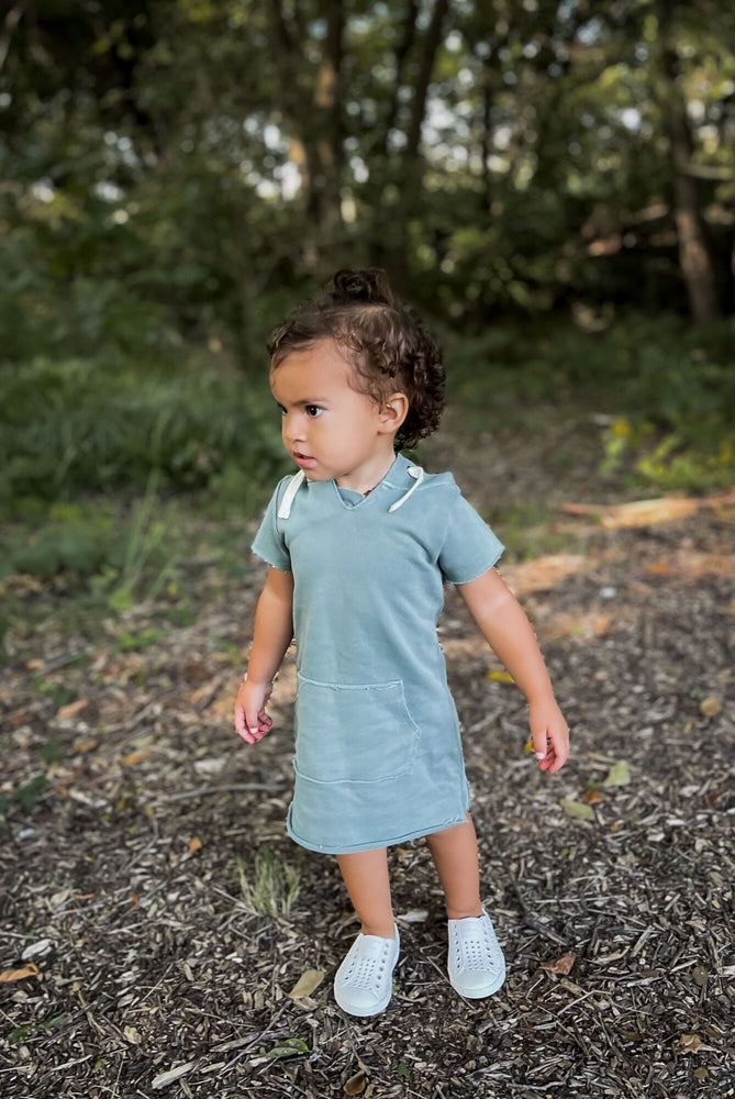 
                  
                    Kids' French Terry Hoodie Dress in Jade
                  
                