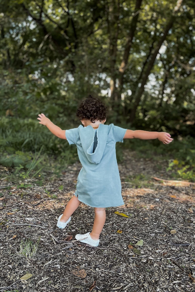 
                  
                    Kids' French Terry Hoodie Dress in Jade
                  
                