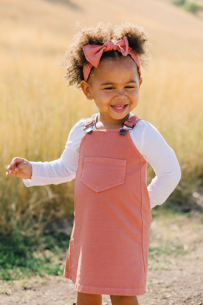 
                  
                    Kid's Faux Denim Buckle Dress in Sienna
                  
                