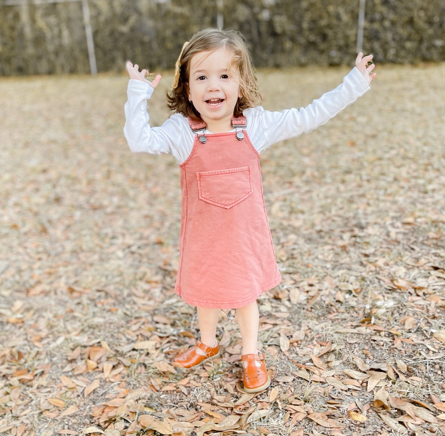 
                  
                    Kid's Faux Denim Buckle Dress in Sienna
                  
                