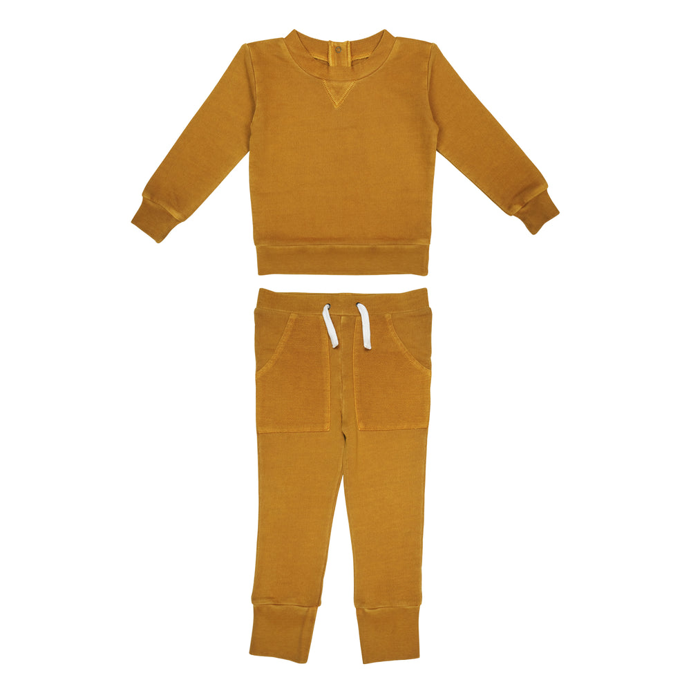 Kid's French Terry Sweatshirt and Jogger Set in Butterscotch