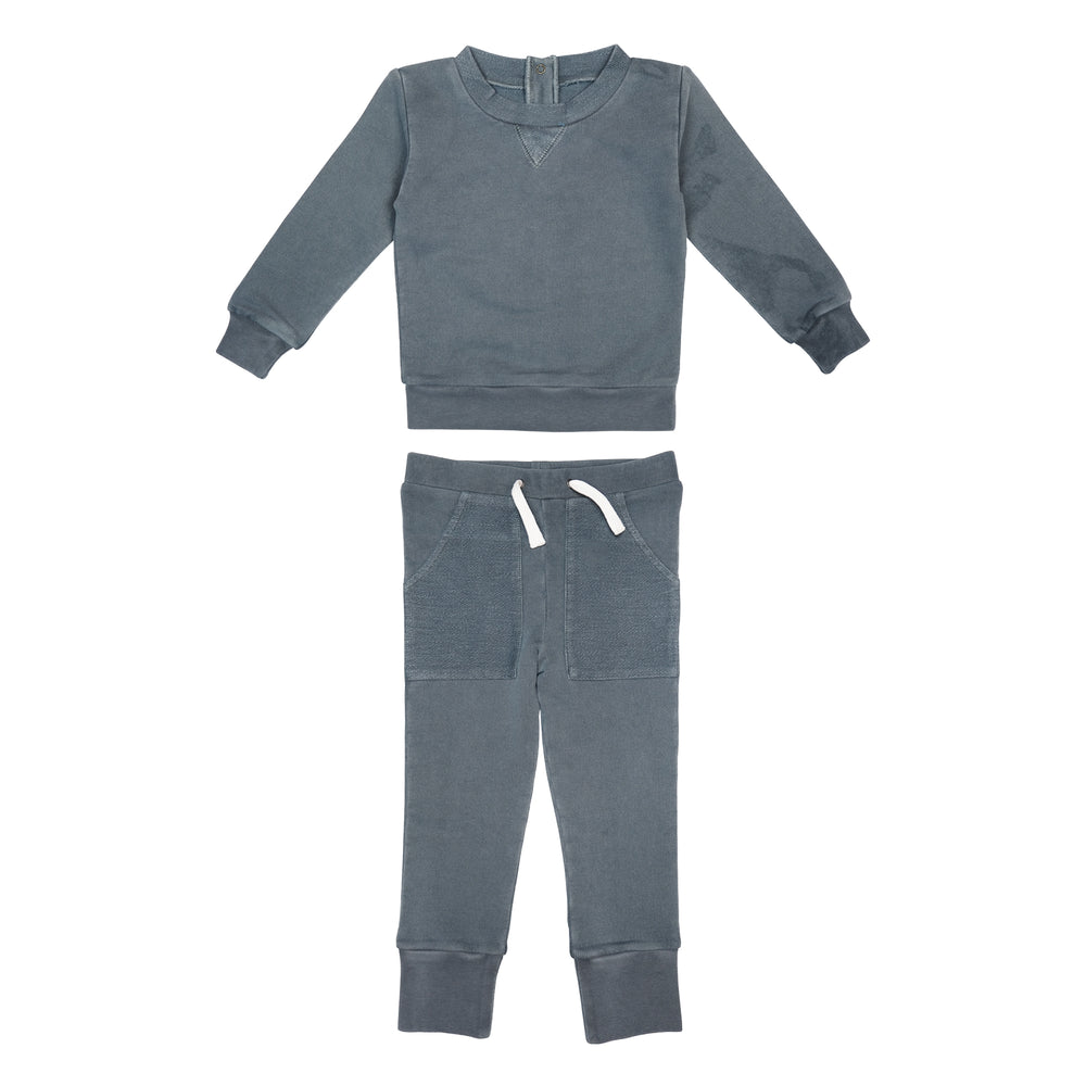 French Terry Sweatshirt & Jogger Set in Moonstone