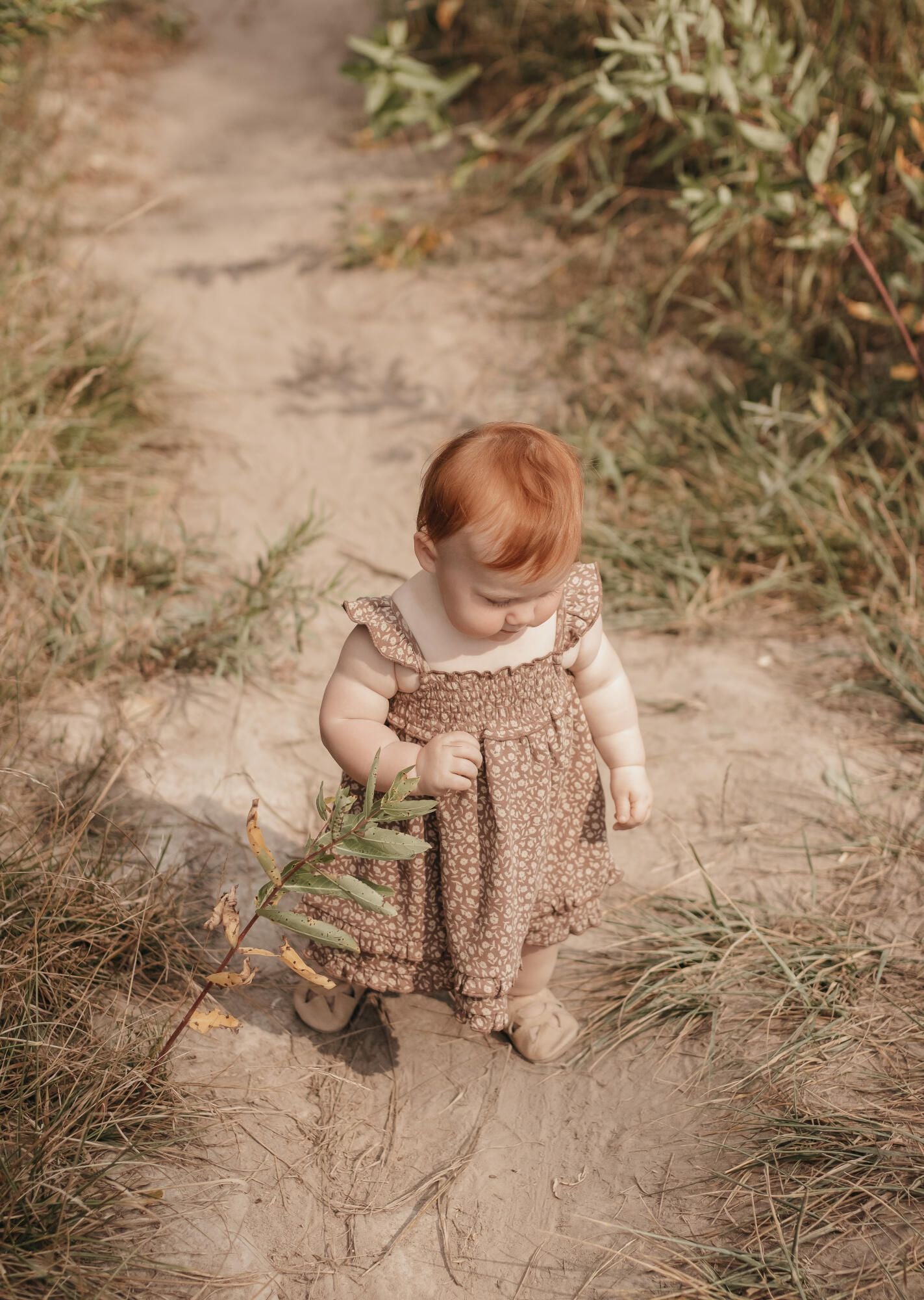 
                  
                    Printed Smocked Summer Dress in Latte Floral
                  
                