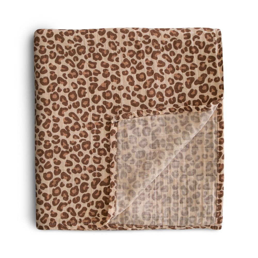 Muslin Swaddle Blanket Organic Cotton (Leopard)