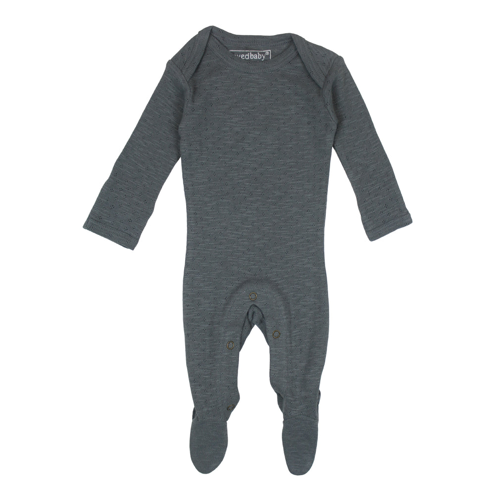 Moonstone Pointelle Lap-Shoulder Footie