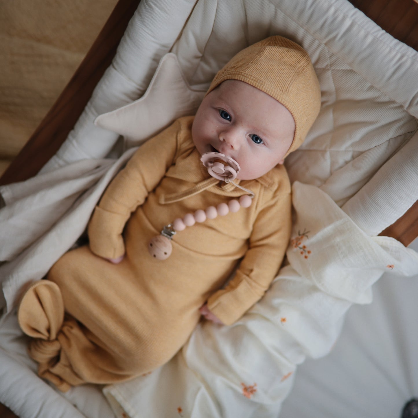 
                  
                    Ribbed Baby Bonnet (Mustard Melange)
                  
                