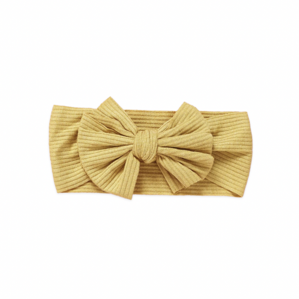 Ribbed Bow Headband | Mustard