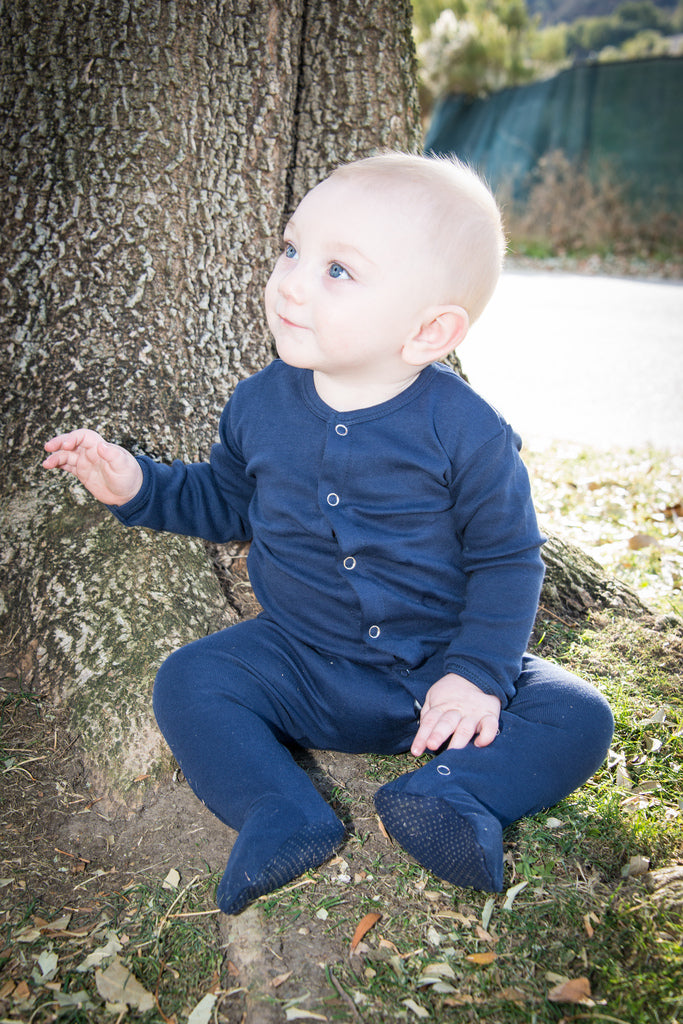 
                  
                    Organic Snap Footie in Navy
                  
                