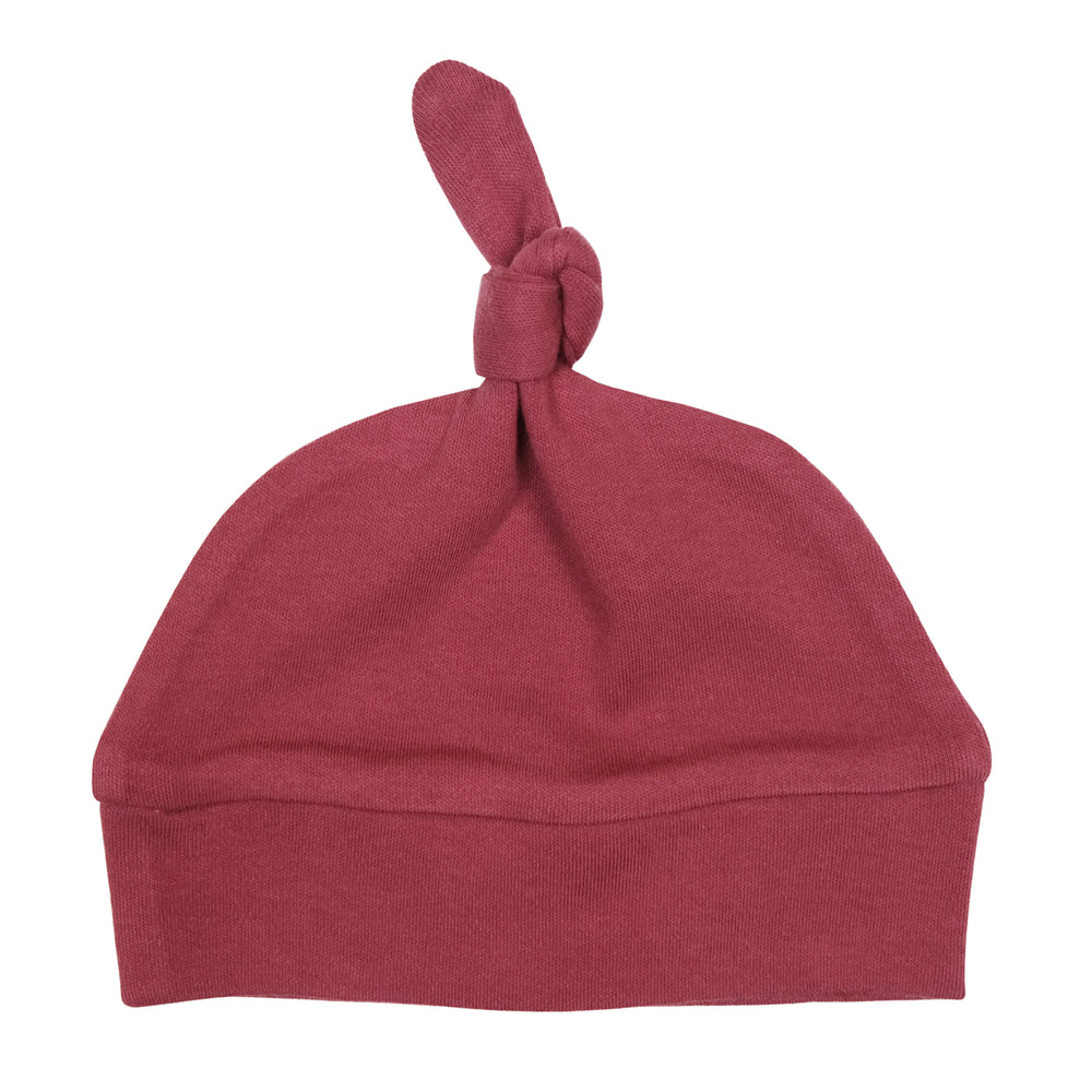 Organic Banded Top-Knot Hat in Appleberry