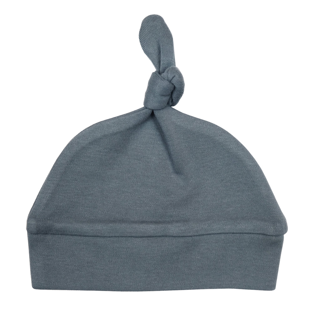 Organic Banded Top-Knot Hat in Moonstone