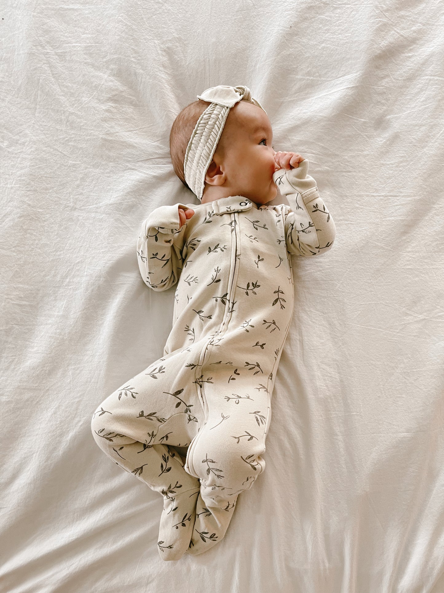 
                  
                    Organic Zipper Baby Footie in Stone Flower
                  
                