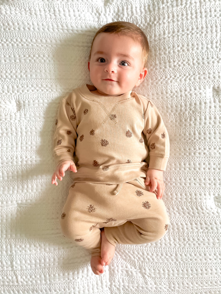 
                  
                    Printed Sweatshirt & Jogger Set in Oatmeal Pinecone
                  
                