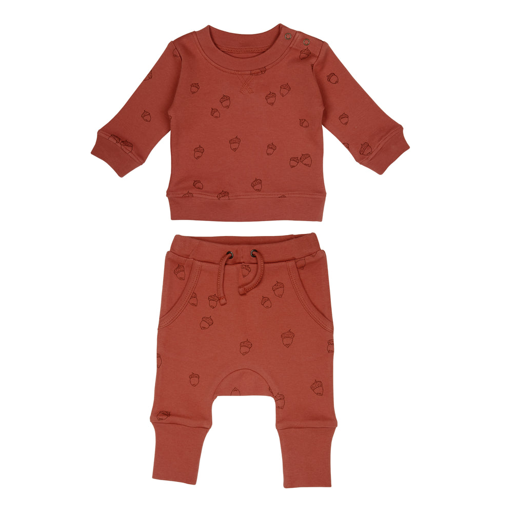 Printed Sweatshirt and Jogger Set in Spice Acorn