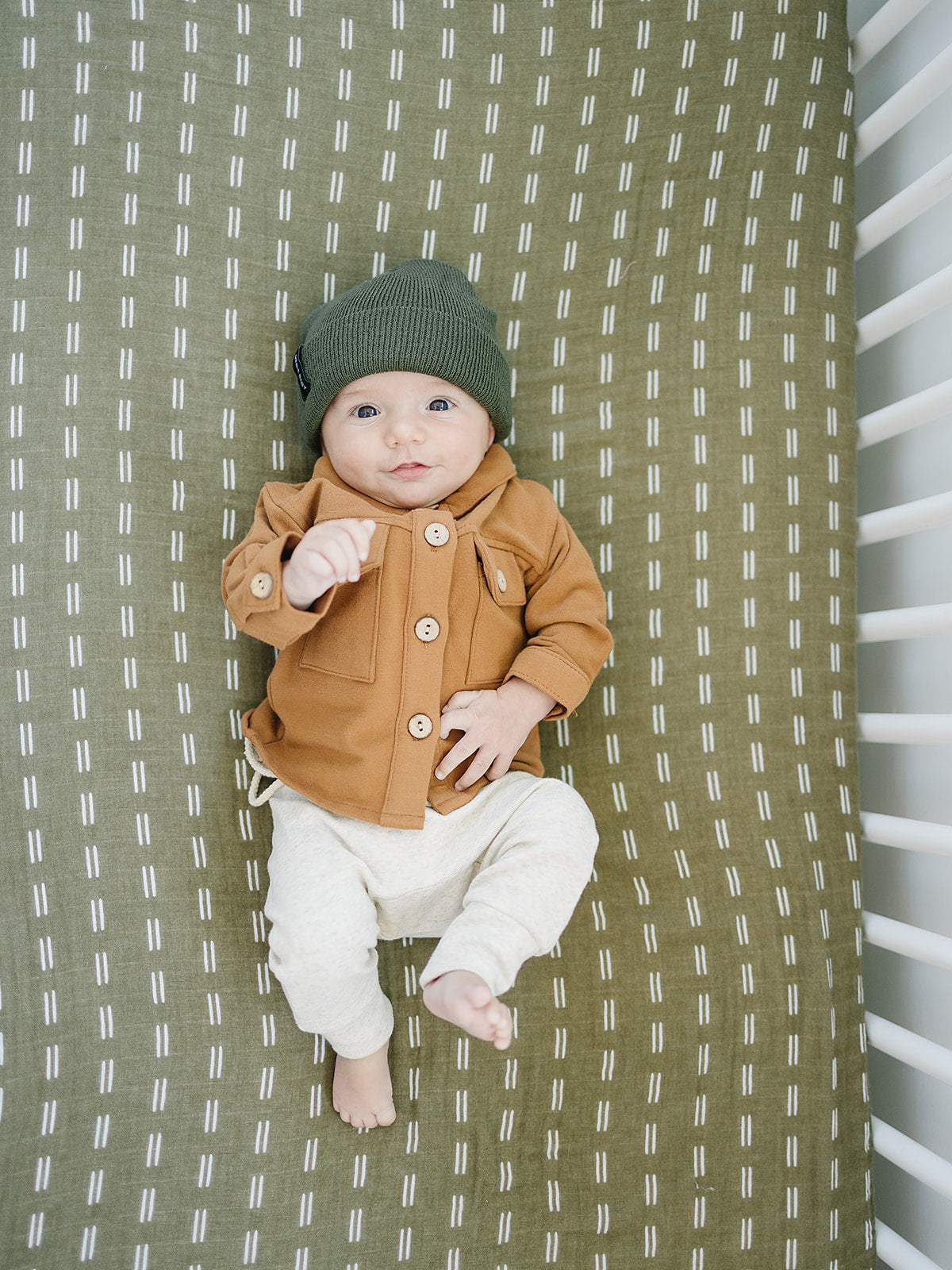 
                  
                    Olive Strokes Muslin Crib Sheet
                  
                