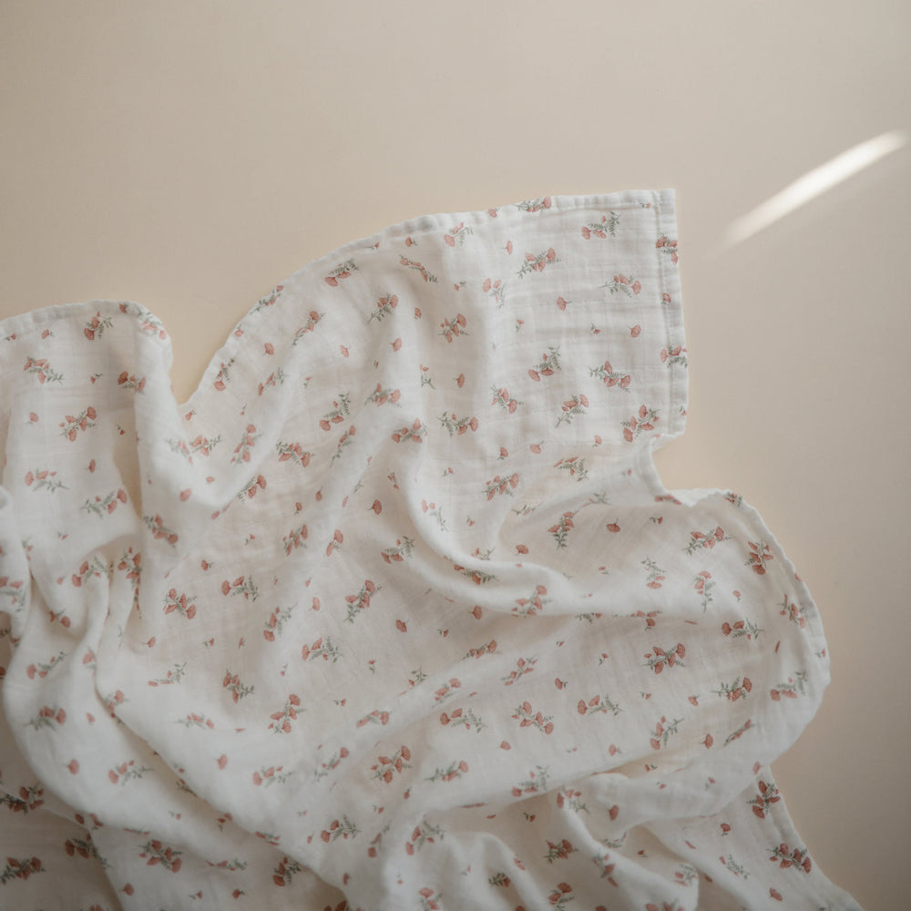 
                  
                    Muslin Swaddle Blanket Organic Cotton (Pink Flowers)
                  
                