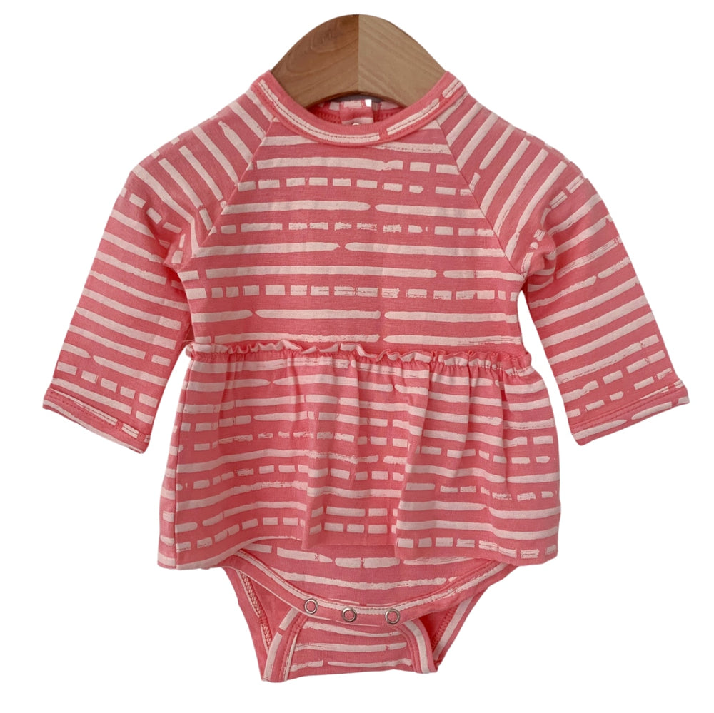 Pink Stripe Long Sleeve Skirted Bodysuit
