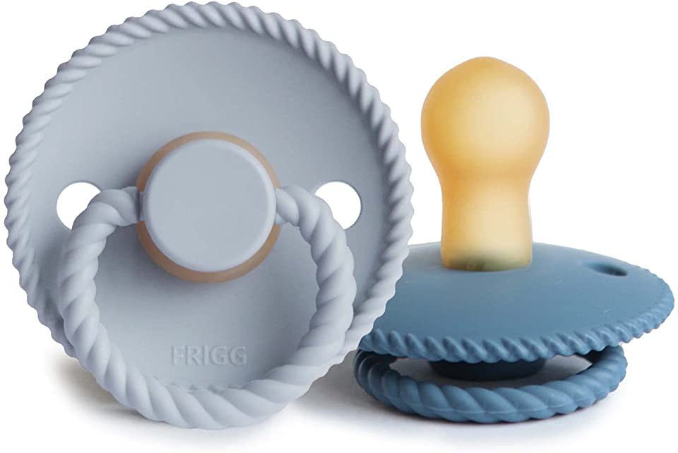FRIGG Rope Natural Rubber Pacifier - Powder Blue/Ocean View
