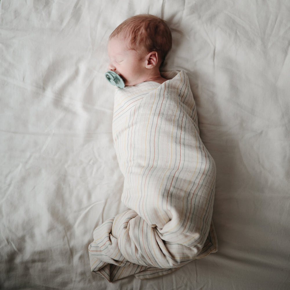 
                  
                    Muslin Swaddle Blanket Organic Cotton (Retro Stripes)
                  
                