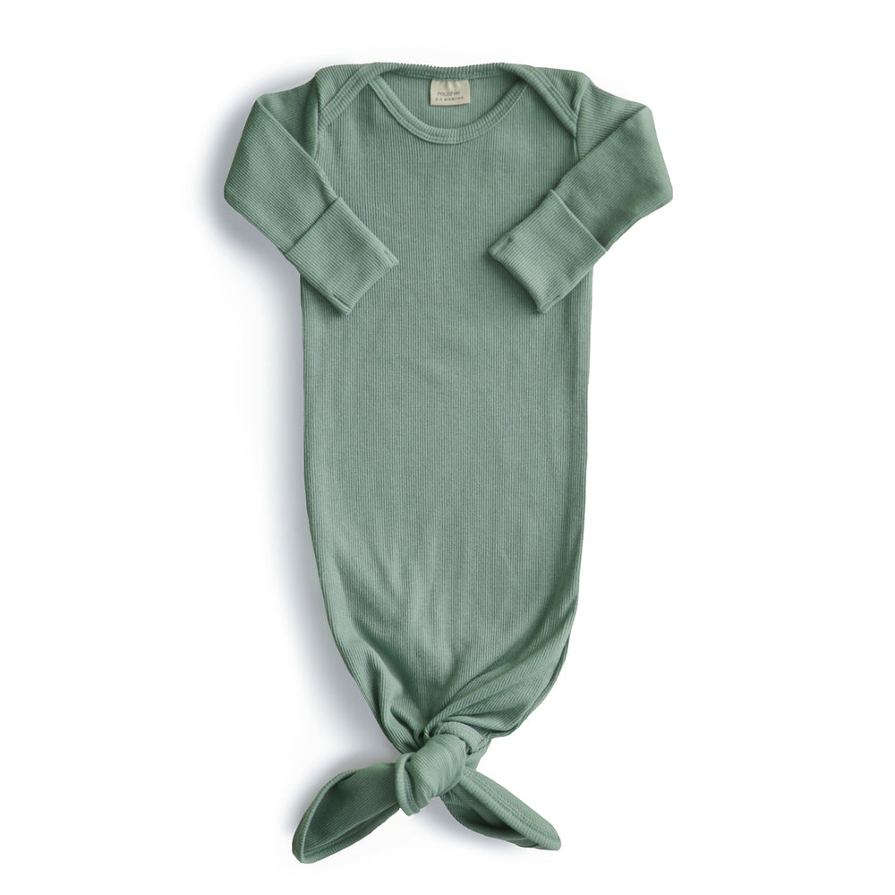 Ribbed Knotted Baby Gown (Roman Green)