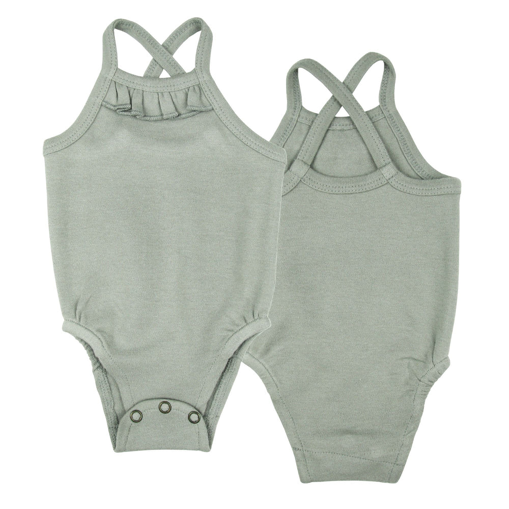 Seafoam Ruffle Criss-cross Bodysuit