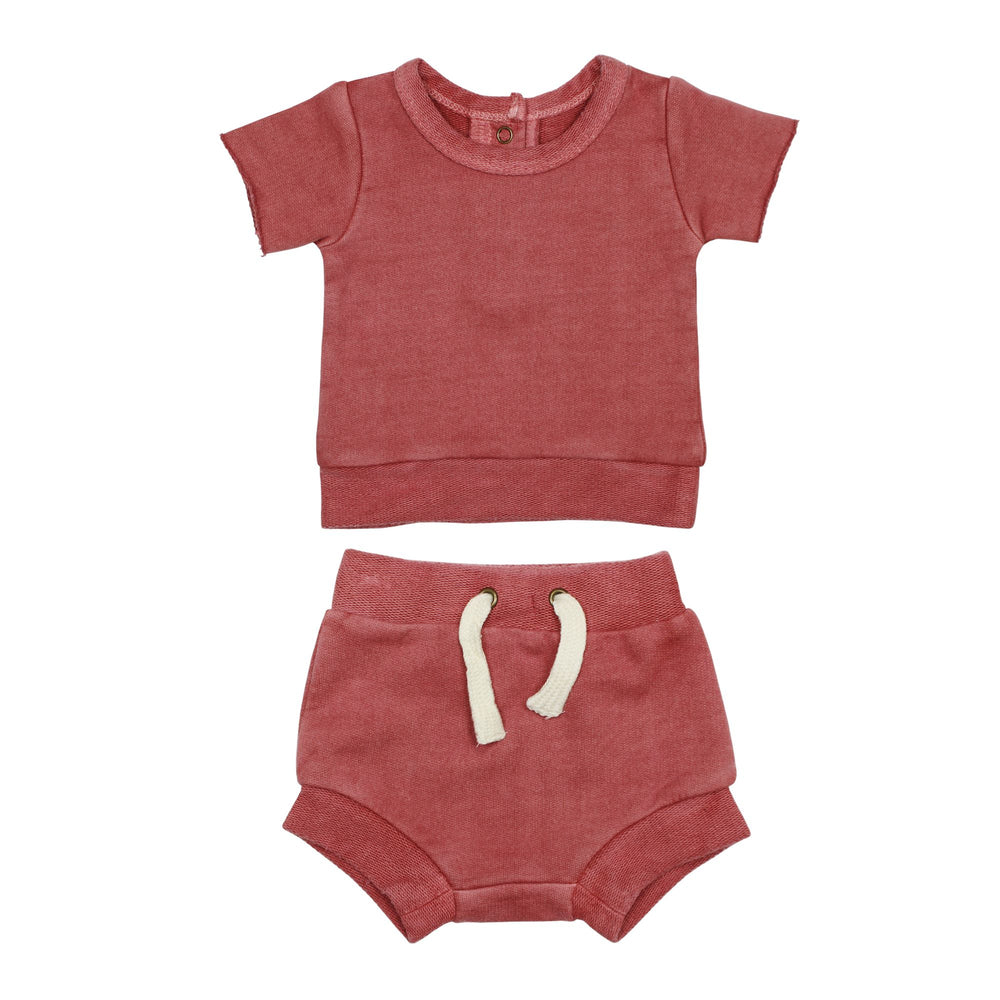 French Terry Tee & Shorties Set in Sienna
