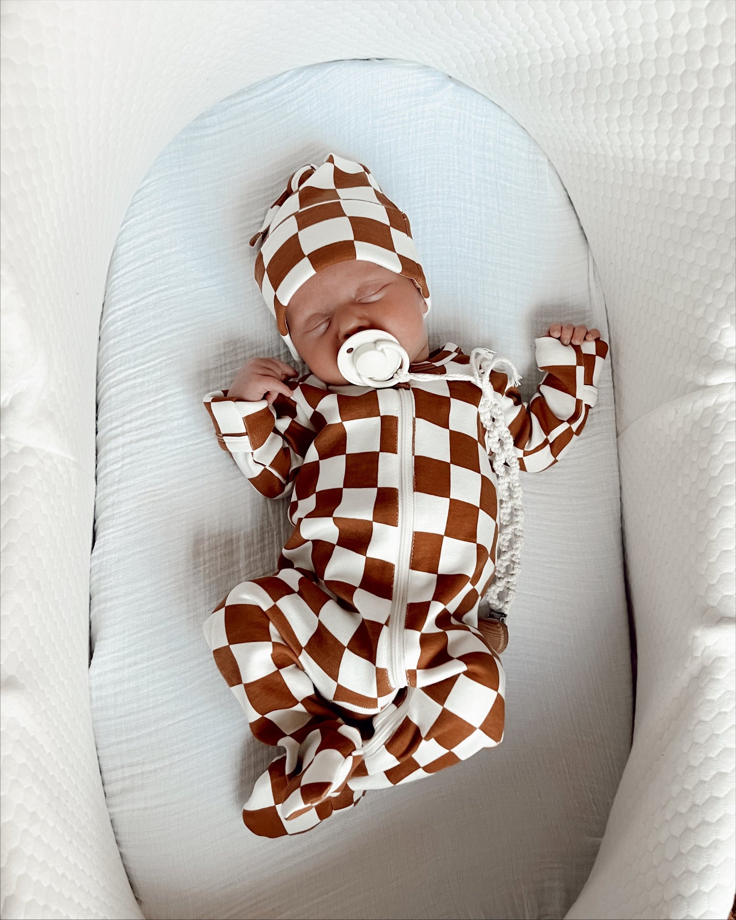 
                  
                    Stracciatella Checkerboard Organic Zip Footie
                  
                