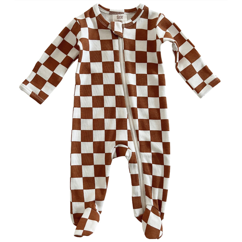 
                  
                    Stracciatella Checkerboard Organic Zip Footie
                  
                