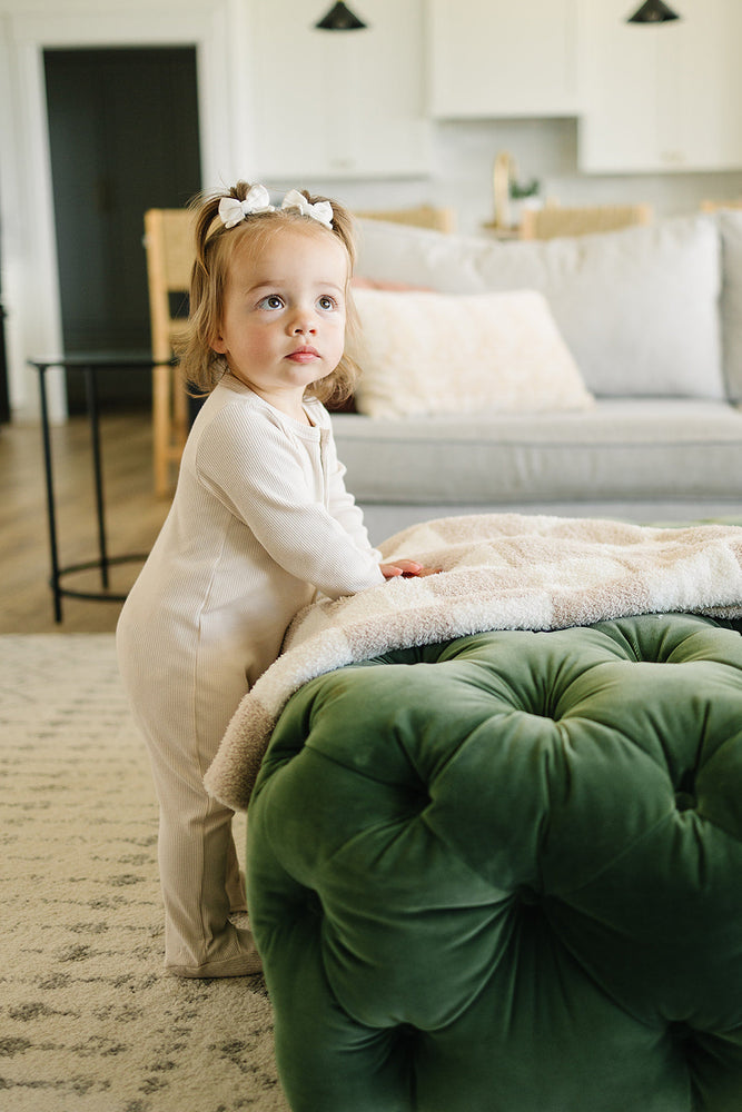 
                  
                    Taupe Checkered Plush Blanket
                  
                