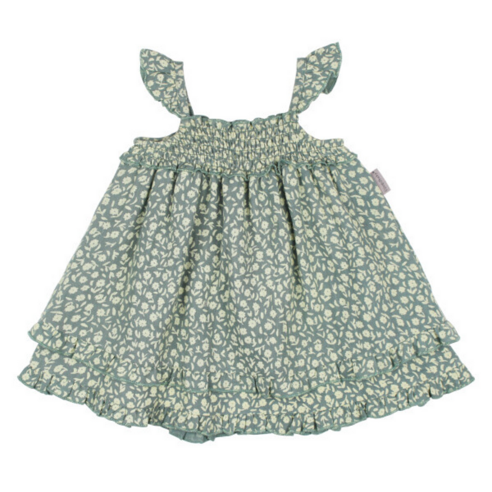 Printed Muslin Summer Dress in Lagoon Floral