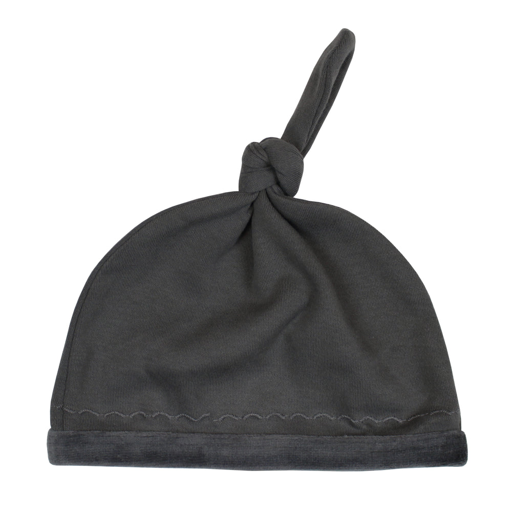 Gray Velveteen Top Knot Hat