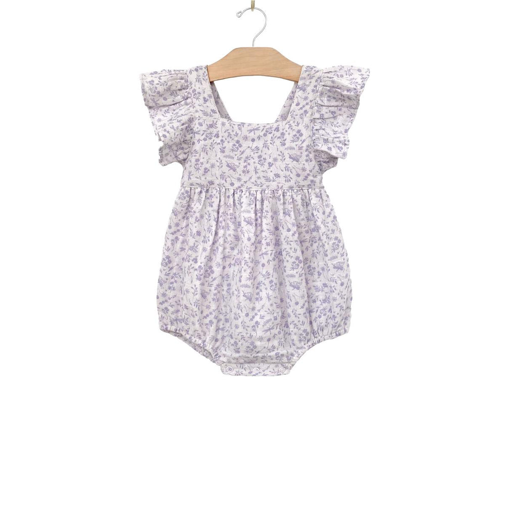Cross Back Short Romper - Violet Fairies