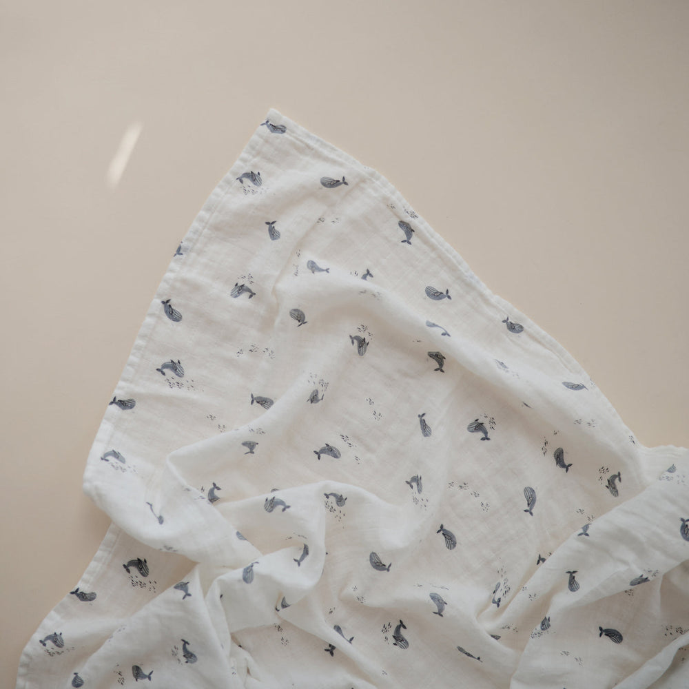 
                  
                    Muslin Swaddle Blanket Organic Cotton (Whales)
                  
                