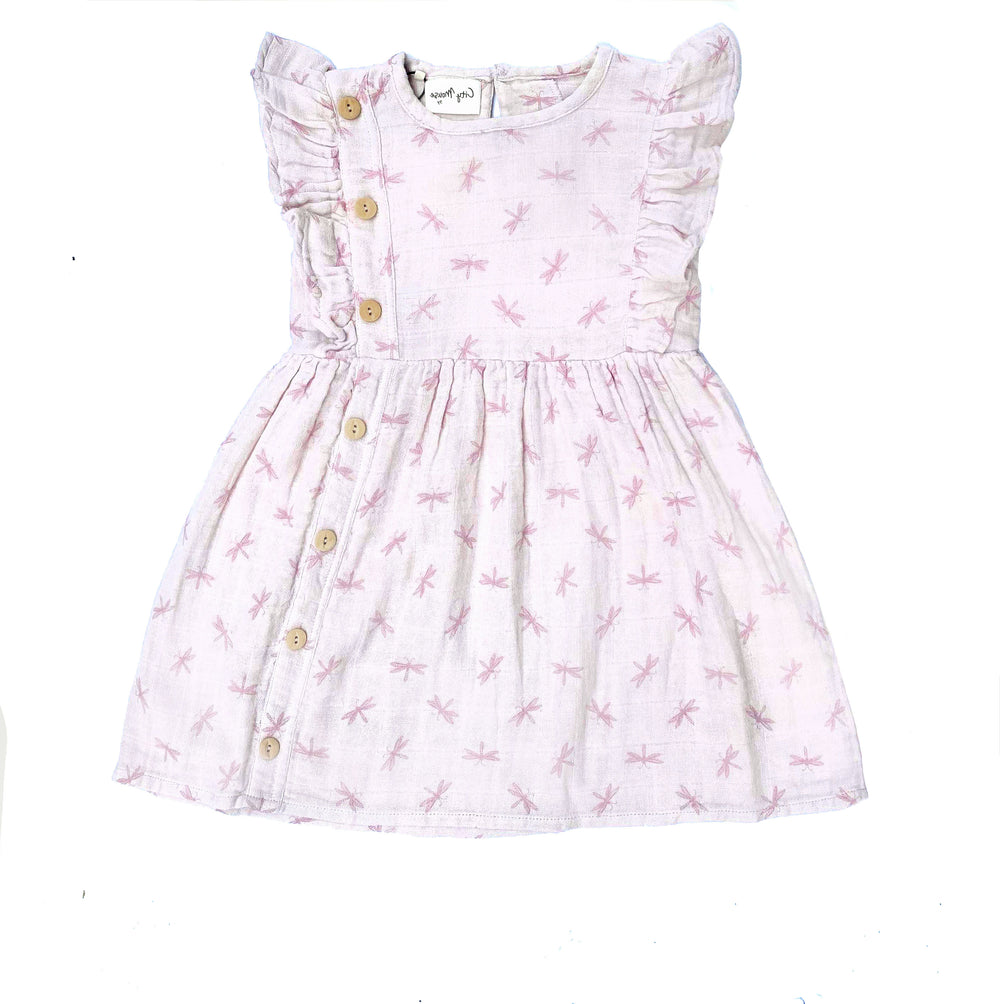 Side Button Dress, Dragonflies